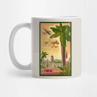 Restored Vintage TWA Travel To Los Angeles Poster Print Mug